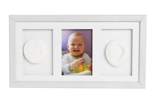 Trigubo rėmelio su moliu rinkinys Baby HandPrint, baltas kaina ir informacija | Antspaudai kūdikiams | pigu.lt