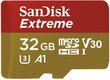 Atminties kortelė Saugi skaitmeninė „micro Extreme Action“ kamera 32 GB 100 MB / s A1 / 10 klasė / V30 / UHS-I / U3