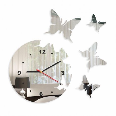 Sieninis laikrodis Skrajojantys drugeliai. Apvalus su skaičiais