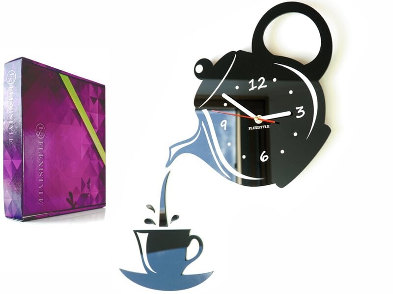 Sieninis laikrodis Kavinukas su puodeliu kaina ir informacija | Sieniniai laikrodžiai | pigu.lt