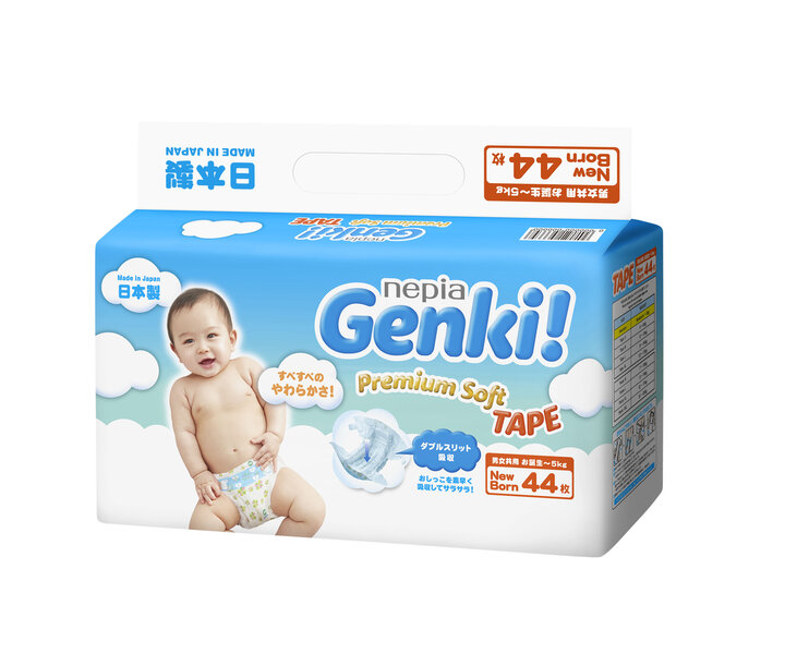 Japoniškos sauskelnės Genki! Premium Soft NB 5 kg, 44 vnt. kaina ir informacija | Sauskelnės | pigu.lt