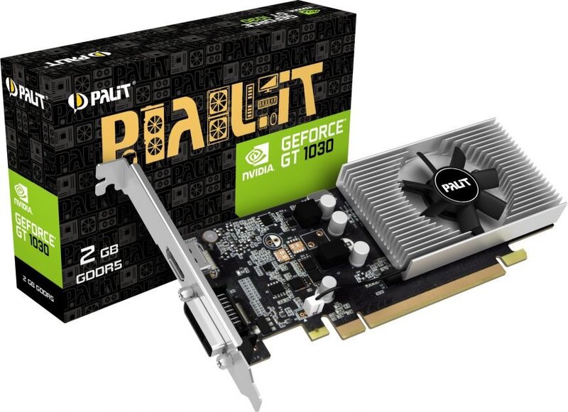 Palit GeForce GT 1030 2GB GDDR5 (64 bit), DVI-D, HDMI, BOX (NE5103000646F) kaina ir informacija | Vaizdo plokštės (GPU) | pigu.lt