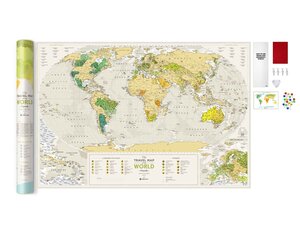 Nutrinamas kelionių žemėlapis Travel Map World Geograghy kaina ir informacija | Žemėlapiai, gaubliai | pigu.lt