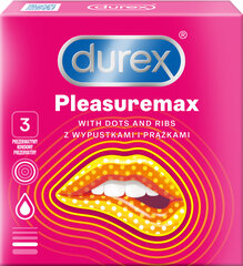 Durex prezervatyvai Pleasuremax, 3&amp;nbsp;vnt. kaina ir informacija | Prezervatyvai | pigu.lt