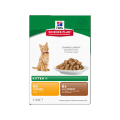 Hill's Science Plan Kitten Healthy Development Multi Pack гуляш для котят с курицей и индейкой, 85 g x 12 шт. цена и информация | Консервы для кошек | pigu.lt