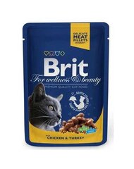 Мягкий корм для кошек  Brit Premium Chicken&Turkey, 100 г цена и информация | Консервы для кошек | pigu.lt
