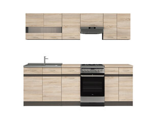 Virtuvinių spintelių komplektas Junona Line 230, ąžuolo spalvos kaina ir informacija | Virtuvės baldų komplektai | pigu.lt