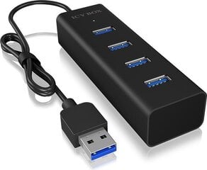 HUB USB Icy Box IB-HUB1409-U3 4 portowy Hub USB 3.0 (NUICYUS4P000012) kaina ir informacija | Adapteriai, USB šakotuvai | pigu.lt