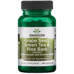 Maisto papildas Swanson Vynuogių sėklų, žaliosios arbatos, pušies žievės kompleksas N60 kaina ir informacija | Vitaminai, maisto papildai, preparatai imunitetui | pigu.lt