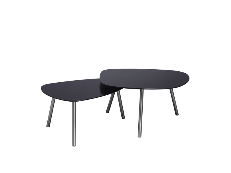DUBLIS 2-jų staliukų komplektas FurnHouse Malou, 77x85 cm, juodas