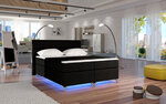 Lova NORE Amadeo su LED apšvietimu, 140x200 cm, gobelenas, juoda kaina ir informacija | Lovos | pigu.lt