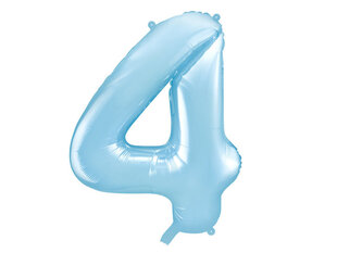 Folinis balionas Skaičius "4", 86 cm, šviesiai mėlynas kaina ir informacija | Balionai | pigu.lt