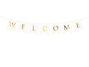 Girlianda Welcome, balta, 15x95 cm, 1 pak/1 vnt kaina ir informacija | Dekoracijos šventėms | pigu.lt
