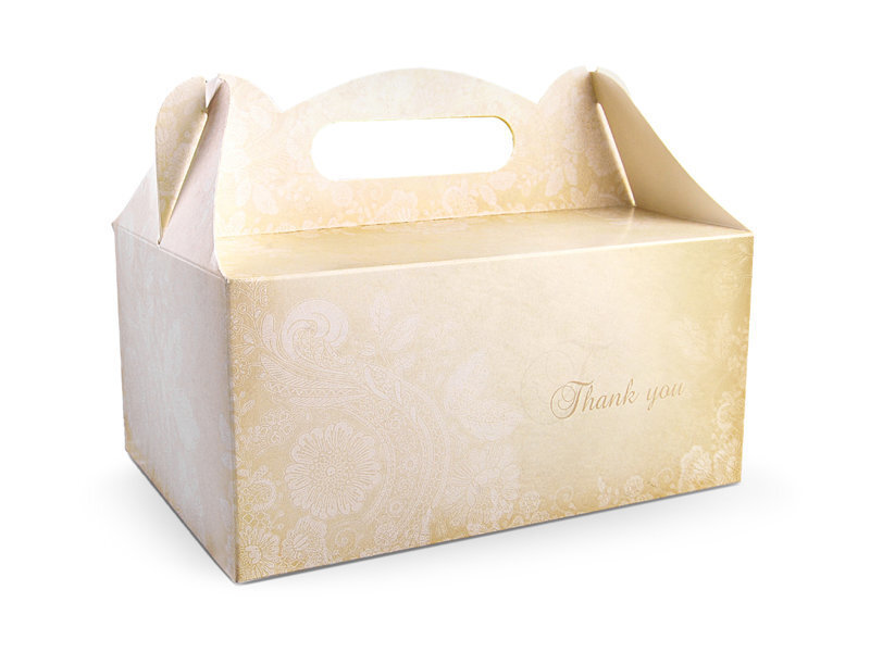 Dekoratyvinė popierinė dėžutė vestuviniam tortui 19x14x9 cm (1 dėž/ 20 pak) (1 pak/ 10 vnt)