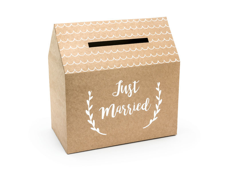 Vestuvinė palinkėjimų dėžutė Just Married Kraft 30x30,5x16,5 cm