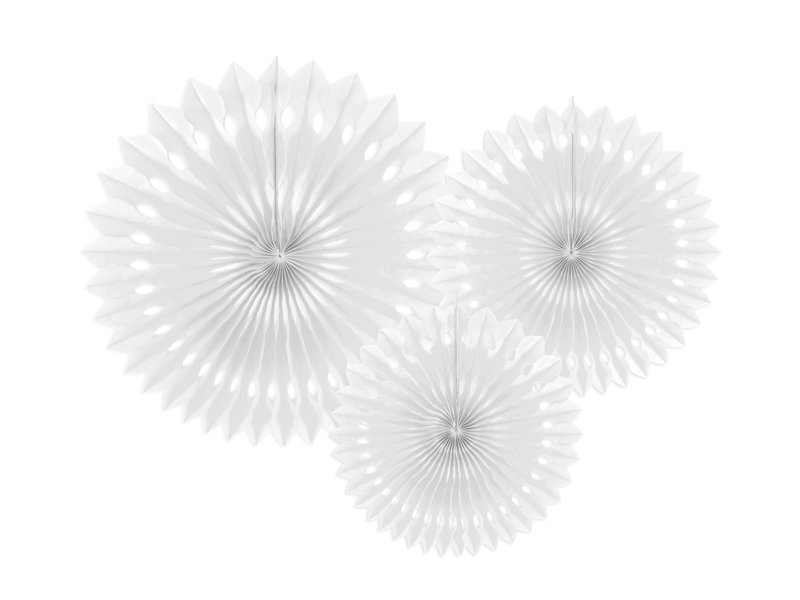Kabančios dekoracijos-vėduoklės White 20-30 cm (1 pak/ 3 vnt)