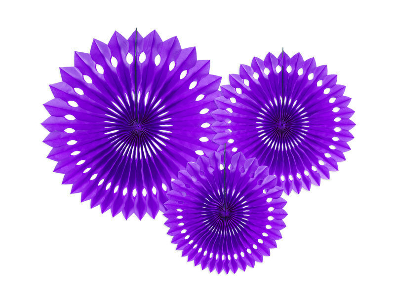 Kabančios dekoracijos-vėduoklės Violet 20-30 cm (1 pak/ 3 vnt)