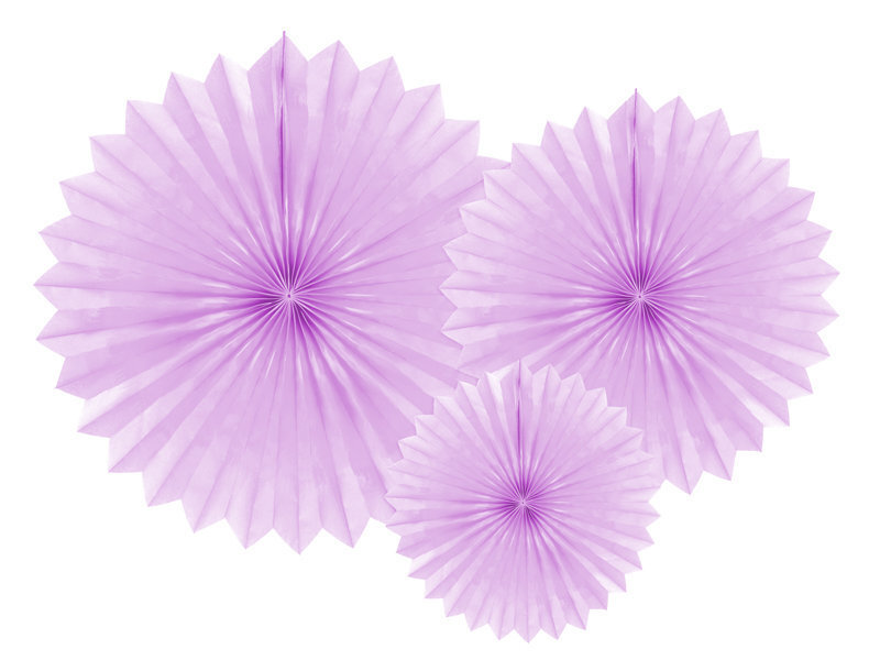 Kabančios dekoracijos-vėduoklės Lavender 20-40 cm (1 pak/ 3 vnt)