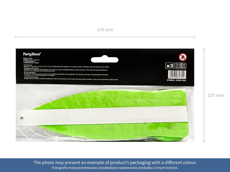 Kabančios dekoracijos-vėduoklės Green Apple 20-40 cm (1 dėž/ 50 pak) (1 pak/ 3 vnt) internetu