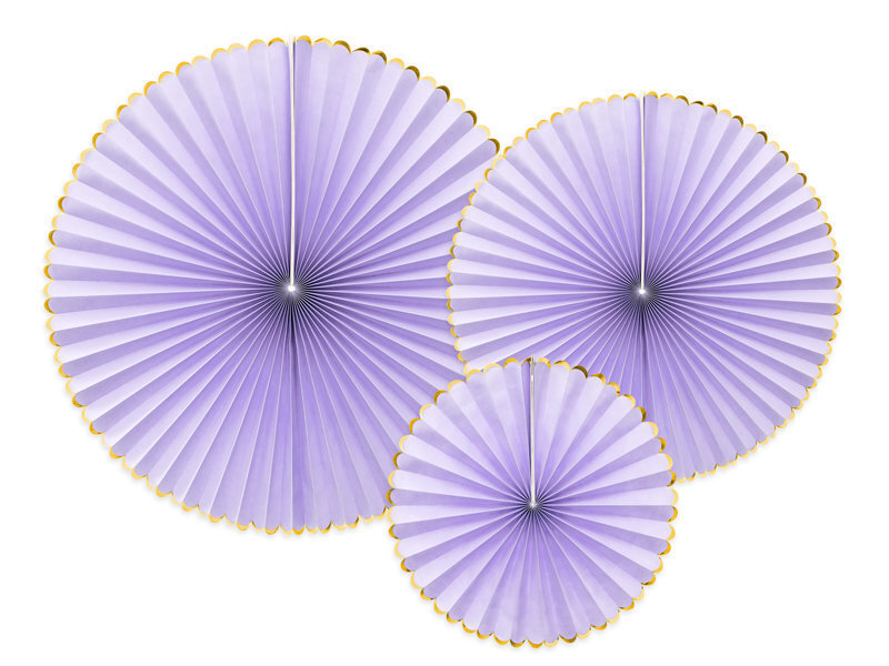 Popierinės kabančios dekoracijos-vėduoklės Yummy, violetinės,1 pak/3 vnt