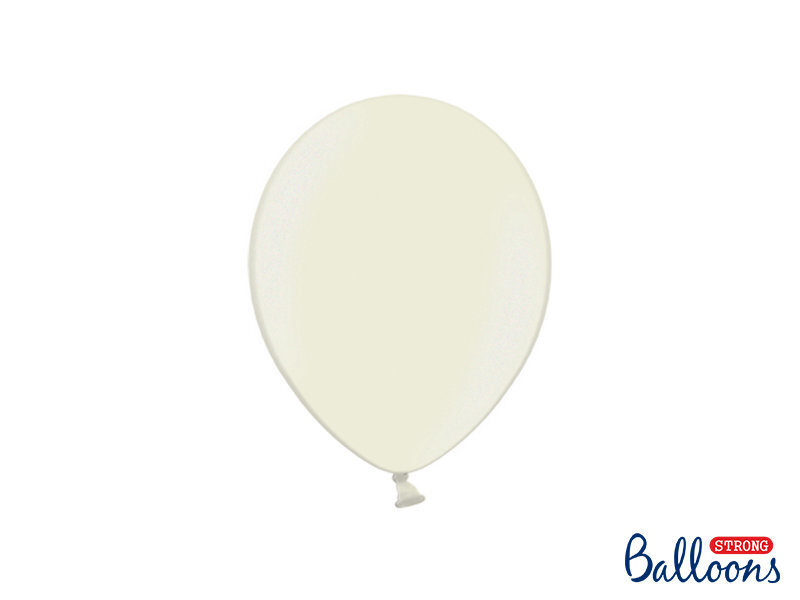 Stiprūs balionai 23 cm Metallic, kreminiai, 100 vnt. kaina ir informacija | Balionai | pigu.lt