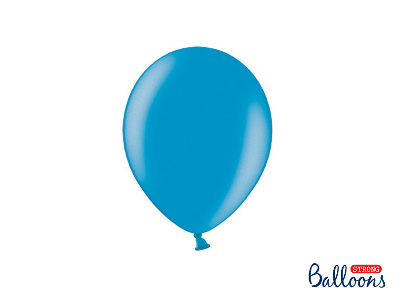 Stiprūs balionai 23 cm Metallic Caribbean, mėlyni, 100 vnt. kaina ir informacija | Balionai | pigu.lt