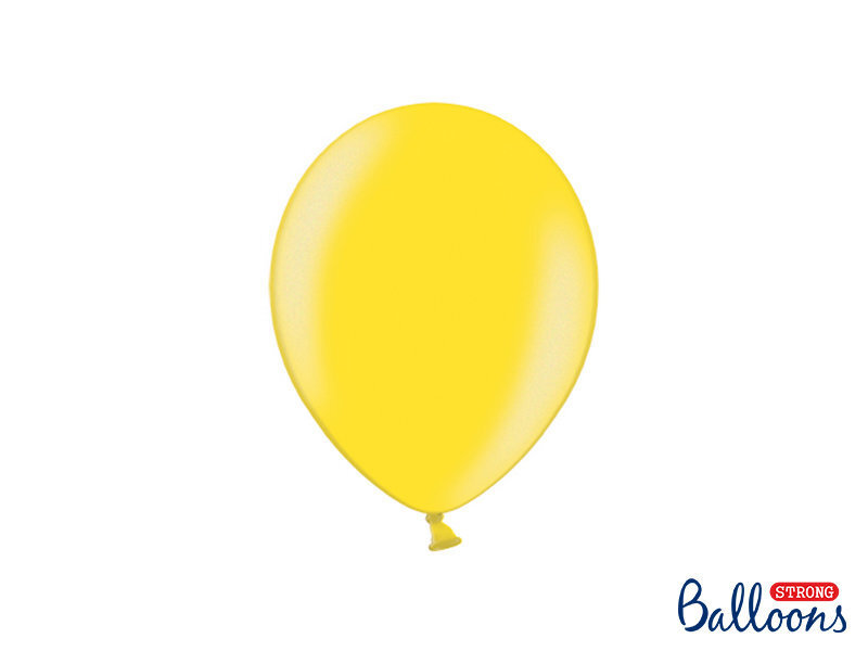 Stiprūs balionai 23 cm Metallic Lemon, geltoni, 100 vnt.