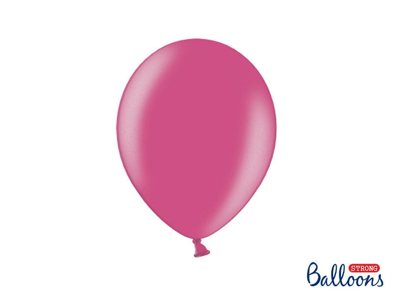 Stiprūs balionai 27 cm Metallic Hot, rožiniai, 100 vnt.