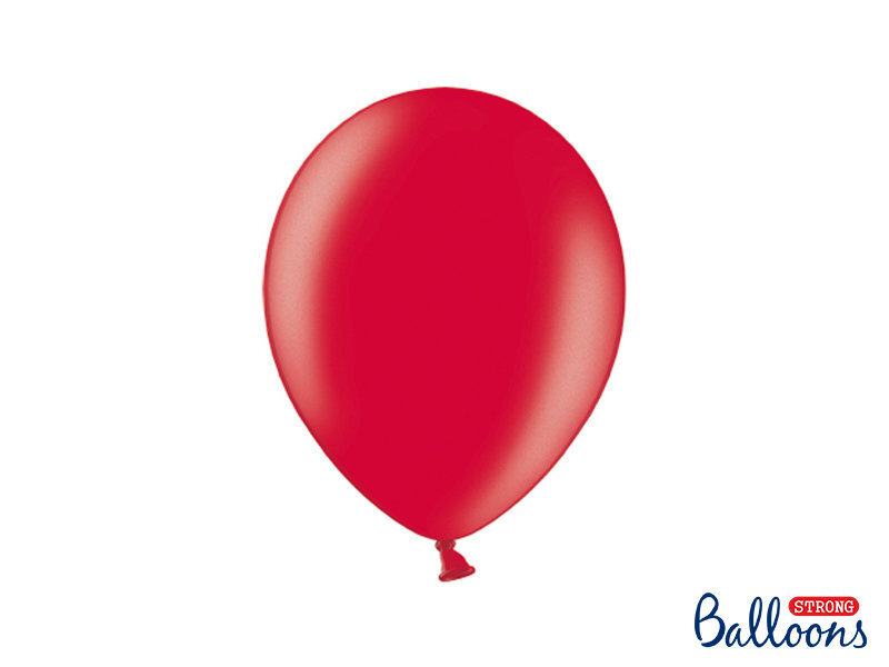 Stiprūs balionai 27 cm Metallic Poppy, raudoni, 50 vnt.