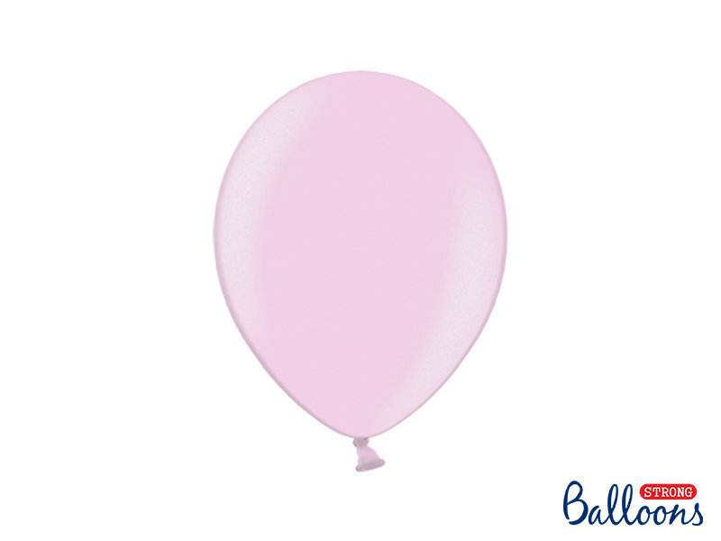 Stiprūs balionai 27 cm Metallic Candy, rožiniai, 50 vnt.
