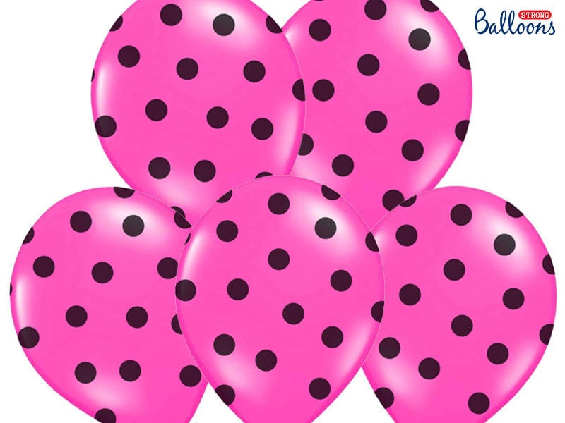 Balionai 30 cm Dots Pastel Hot, rožiniai, 6 vnt.