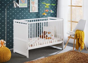 Kūdikio lovytė Tymi su čiužiniu, balta kaina ir informacija | Kūdikių lovytės | pigu.lt