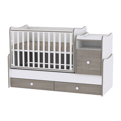Auganti vaikiška lovytė su komoda Lorelli Trend Plus New, 110x62, balta/pilka kaina ir informacija | Kūdikių lovytės | pigu.lt