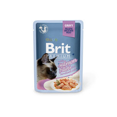 Brit Premium Cat Delicate konservai katėms maišelyje Salmon for Sterilised in Gravy 85g x 24vnt цена и информация | Консервы для кошек | pigu.lt