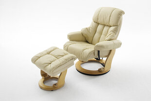 Fotelis su pufu MC Akcent Calgary, kreminis/smėlio spalvos kaina ir informacija | Svetainės foteliai | pigu.lt