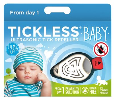 TickLess Baby ultragarsinis pakabukas nuo erkių ir blusų kūdikiams, kreminis kaina ir informacija | Vitaminai, papildai, antiparazitinės priemonės šunims | pigu.lt