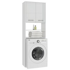 Spintelė virš skalbimo mašinos NORE Fin, balta blizgi kaina ir informacija | Vonios spintelės | pigu.lt
