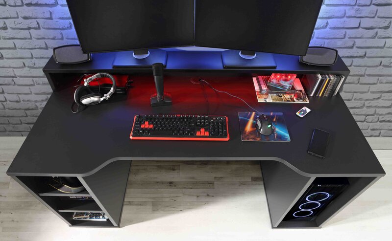 Kompiuterinių žaidimų stalas Forte Tezaur B211B3, juodas atsiliepimas