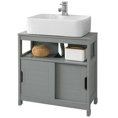 Pastatoma vonios spintelė po kriaukle SoBuy FRG128-SG, pilka цена и информация | Шкафчики для ванной | pigu.lt
