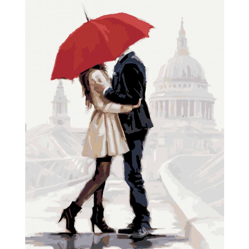 Девушка с парнем под зонтом