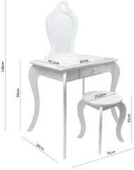 Vaikiškas kosmetinis staliukas su kėdute Princess, baltas kaina ir informacija | Kosmetiniai staliukai | pigu.lt