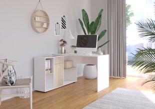Rašomasis stalas Adrk Furniture Eliseo, baltas/ąžuolo spalvos kaina ir informacija | Kompiuteriniai, rašomieji stalai | pigu.lt