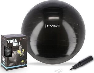 Gimnastikos kamuolys su pompa HMS YB01 75 cm, juodas kaina ir informacija | Gimnastikos kamuoliai | pigu.lt