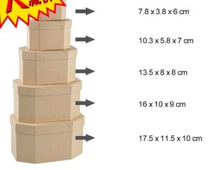 Dėžutės rankdarbiams aštuonkampės, 5 vnt. kaina ir informacija | Papuošalų gamybai, vėrimui | pigu.lt