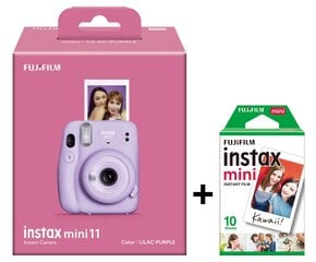 Fujifilm Instax Mini 11 (Lilac Purple) + FUJIFILM Instax Mini Film (Glossy) (Color) 10 kaina ir informacija | Momentiniai fotoaparatai | pigu.lt