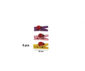 Mediniai segtukai spalvoti "Boružėlės", 30 mm, 8 vnt kaina ir informacija | Papuošalų gamybai, vėrimui | pigu.lt