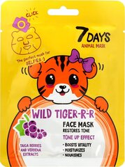Tonizuojanti veido kaukė 7 Days Animal Wild Tiger-r-r, 28 g kaina ir informacija | Veido kaukės, paakių kaukės | pigu.lt