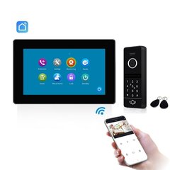 Telefonspynė juoda PIN IC komplektas SLIM SmartHome Wi-Fi su liečiamu “7” juodu ekranu (PIN kodai, magnetinės kortelės, programėlė) kaina ir informacija | Domofonai | pigu.lt