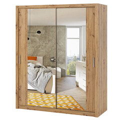 Шкаф Selsey Rinker с зеркалом, 180 см, коричневый цена и информация | Шкафы | pigu.lt