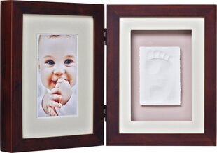 Dvigubas nuotraukų rėmelis su kūdikio įspaudu Baby Memory Print, rudas kaina ir informacija | Antspaudai kūdikiams | pigu.lt
